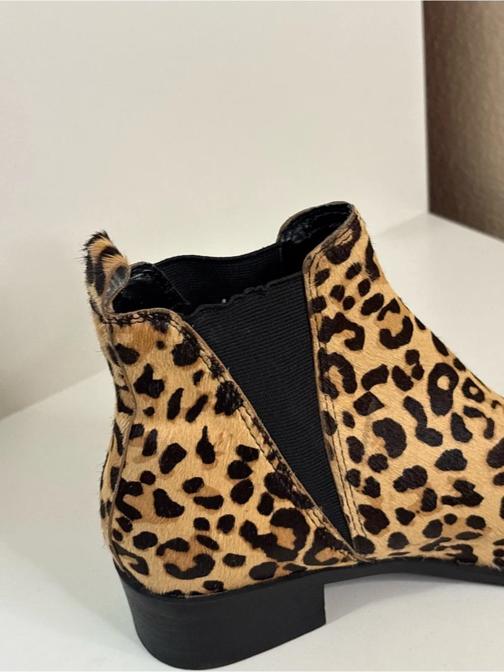 Steve Madden Leopard Print Chelsea Ankle Boots - Beige/Black